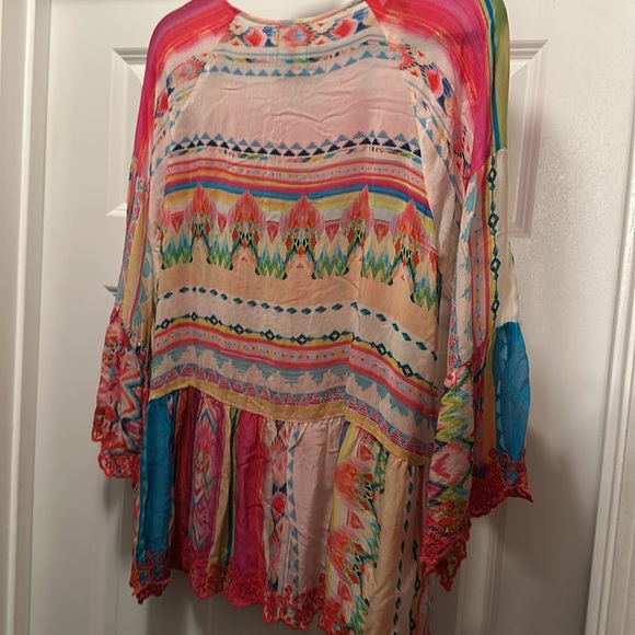 Ladies nwt Johnny Was porcelain ruffle wide sleeve embroidered semi sheer top - Picture 6 of 8